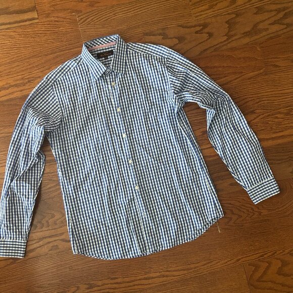 Ben Sherman Signature Long Sleeve Blue Gingham Shirt Size Medium - Picture 7 of 10